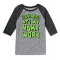 thumbnail image 1 of Instant Message - Zombies Ate My Homework - Toddler & Youth Raglan Graphic T-Shirt, 1 of 6