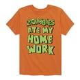 thumbnail image 1 of Instant Message - Zombies Ate My Homework - Toddler & Youth Short Sleeve Graphic T-Shirt, 1 of 6