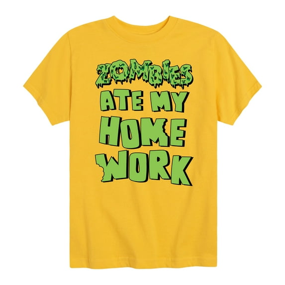 Instant Message - Zombies Ate My Homework - Toddler & Youth Short Sleeve Graphic T-Shirt
