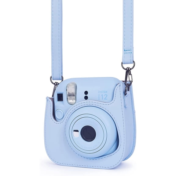 Instant Mini 12 Protective Camera Case for Fujifilm Instax Mini 12/11,Premium PU Leather Camera Bag Cover with Pocket and Removable&Adjustable Strap (Pastel Blue)