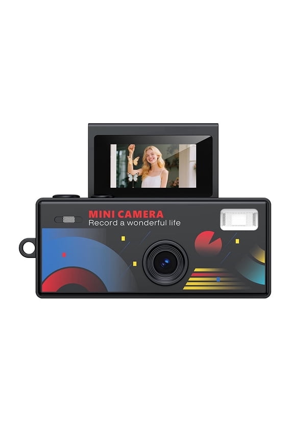 Instant Mini Digital Camera Keychain, 1080P HD Video Recorder with Flip Screen, Ultra Portable9 Vibrant Colors for Students, Vloggers, Daily Use & Retro StyleBlack