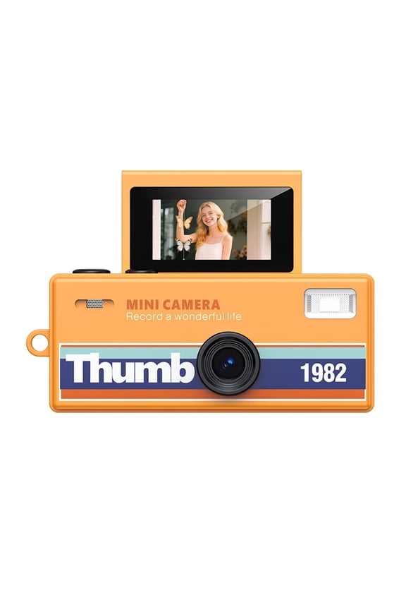 Instant Mini Digital Camera Keychain, 1080P HD Video Recorder with Flip Screen, Ultra Portable9 Vibrant Colors for Students, Vloggers, Daily Use & Retro StyleOrange