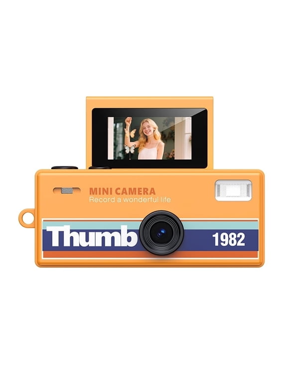 Instant Mini Digital Camera Keychain, 1080P HD Video Recorder with Flip Screen, Ultra Portable9 Vibrant Colors for Students, Vloggers, Daily Use & Retro StyleOrange