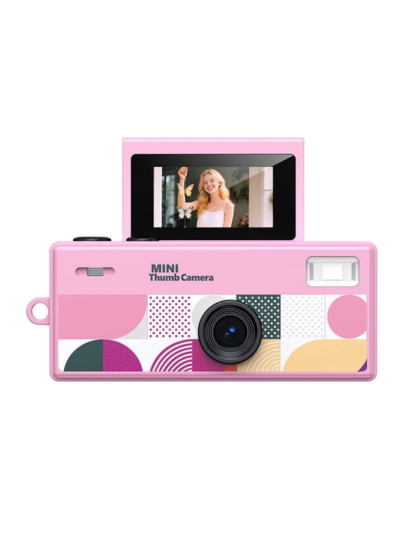 Instant Mini Digital Camera Keychain, 1080P HD Video Recorder with Flip Screen, Ultra Portable9 Vibrant Colors for Students, Vloggers, Daily Use & Retro StylePink