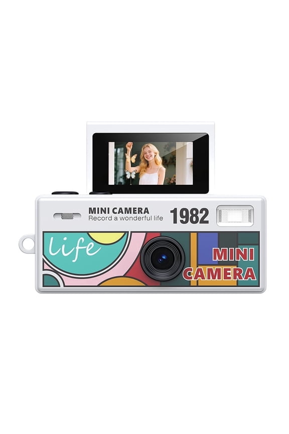 Instant Mini Digital Camera Keychain, 1080P HD Video Recorder with Flip Screen, Ultra Portable9 Vibrant Colors for Students, Vloggers, Daily Use & Retro StyleWhite