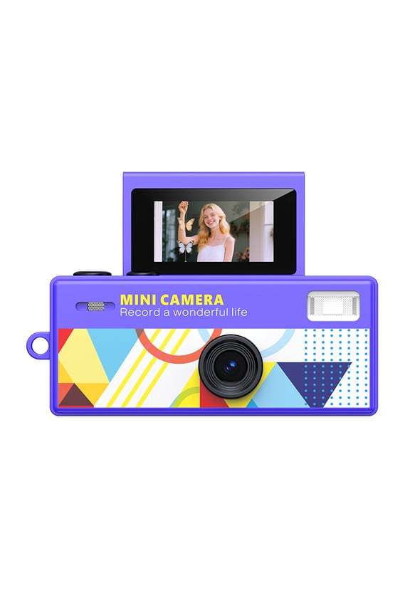 Instant Mini Digital Camera Keychain, 1080P HD Video Recorder with Flip Screen, Ultra Portable9 Vibrant Colors for Students, Vloggers, Daily Use & Retro Stylepurple