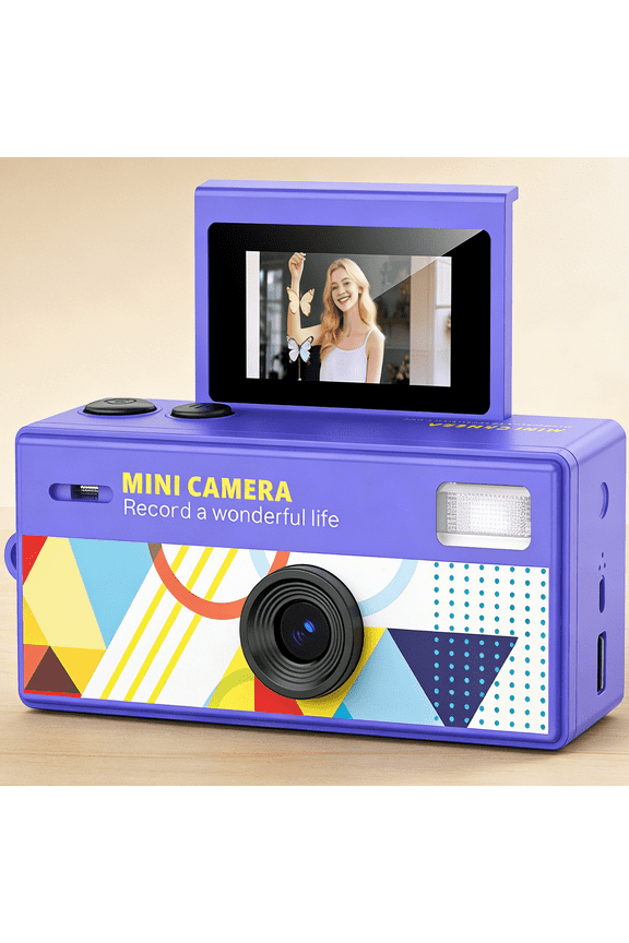 Instant Mini Digital Camera Keychain, 1080P HD Video Recorder with Flip Screen, Ultra Portable9 Vibrant Colors for Students, Vloggers, Daily Use & Retro Style