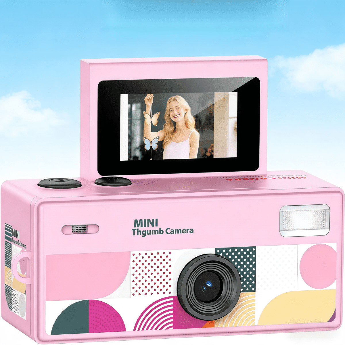 Instant Mini Digital Camera Keychain, 1080P HD Video Recorder with Flip Screen, Ultra Portable，9 Vibrant Colors for Students, Vloggers, Daily Use & Retro Style