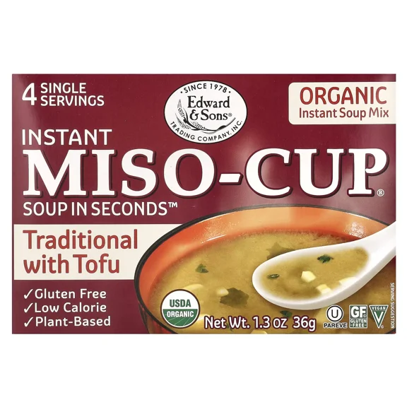 Instant Miso-Cup, Traditional with Tofu, 4 Single Servings, 1.3 oz (36 g) - Quick & Easy Soup