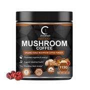 Instant Mushroom Coffee Powder Supplement - with 7 Superfood Mushrooms Mix - 113g (3.98oz) - Decaf