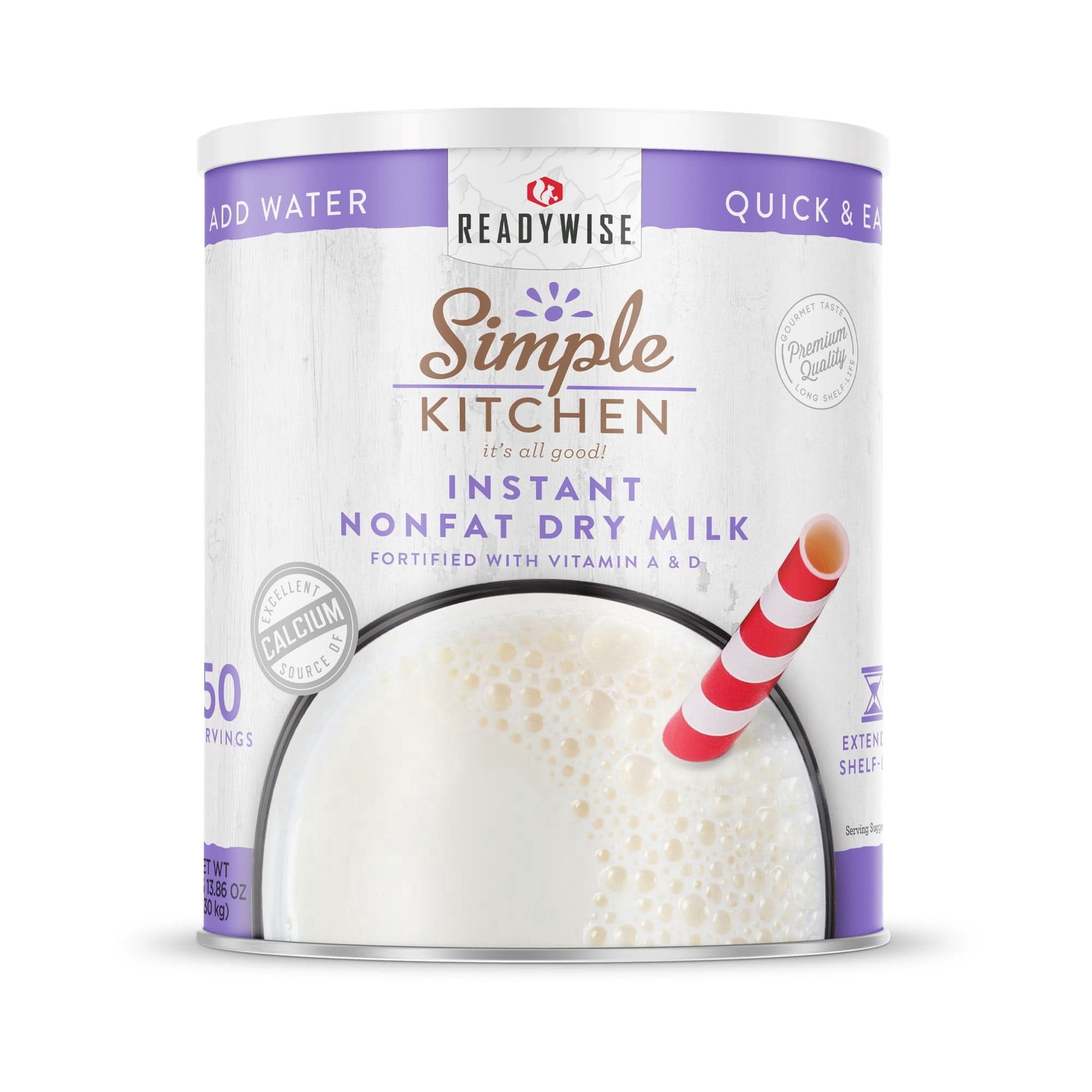 ReadyWise Instant Nonfat Dry Milk Freeze-Dried Number 10 Can 50 Servings