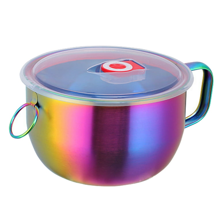 Instant Noodle Bowl Heat-resistant Non-slip Large Capacity Anti-scalding  Handle Food Container with Lid for Home 