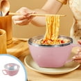 thumbnail image 1 of Instant Noodles Bowl Heat Resistant Soup Bowl Microwave Safe Food Container Plastic BPA Free Insulated Ramen Bowl with Lid for Travel Office Home Kitchen Use, 1 of 5