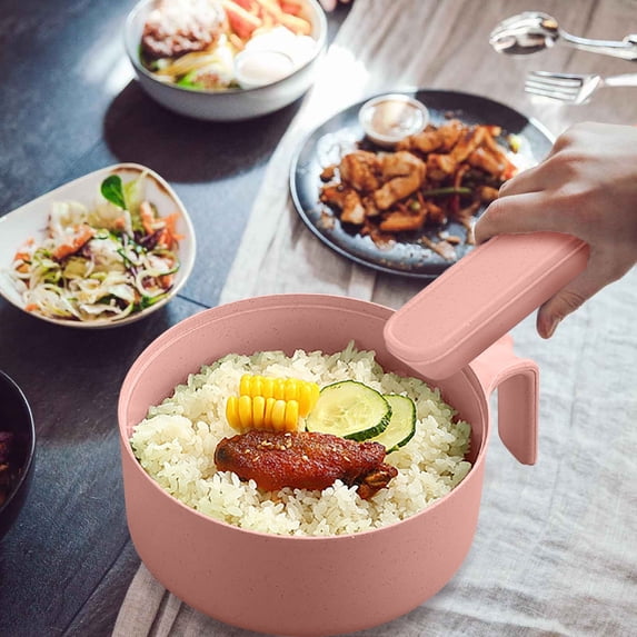 Instant Noodles Bowl with Lid Set - Wheat Straw Dinnerware for Student Dormitory Kitchen - 8 Piece Reusable Soup Bowl, Chopsticks, Spoon, Fork and Cup Set