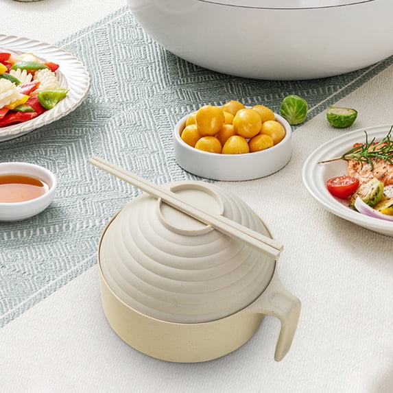 Instant Noodles Bowl With Lid, Reusable Dormitory Food Bowl , Suitable for Soup and Instant Noodles,Oatmeal, Gumbo, Salad