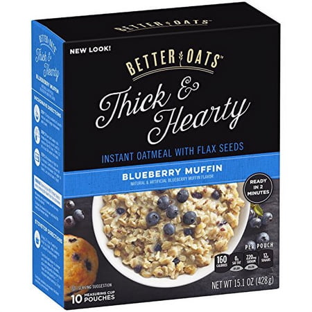 Better Oats Instant Oatmeal with Flax Seeds Blueberry Muffin (Pack of 36)