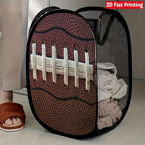 Instant Open Mesh Laundry Hamper, Collapsible Basket with Side Pocket, Foldable Dirty Clothes Hamper with Sturdy Reinforced Handles for Dorm Bedroom Travel Storage, 18.5×11.8×11.8in(D)