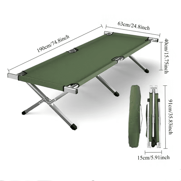 Instant-Open Outdoor Folding Cot / Patio Recliner No-Assembly Single Nap Bed for Camping, Business Trips, or Hospital Caregiving