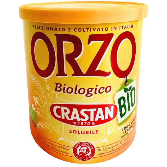 Instant Organic Barley Coffee Substitute 4.4 Oz. (125G) Roasted Ground Barley - Orzo Biologico - Grain Coffee Substitute - Mugicha, Boricha, Damaicha, Cevada - Orzo Solubile Tea Beverage