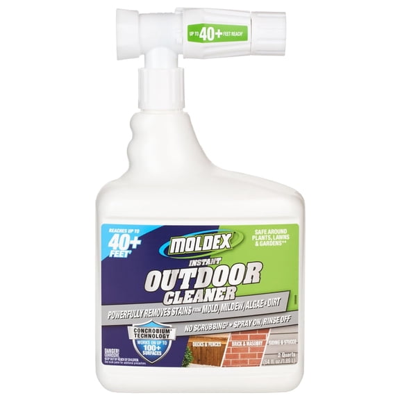 Instant Outdoor Cleaner with Bleach and Hose End, 64 oz  Quick Acting Spray, for Cleaning Sides, Decks, Fences, and Exterior Surfaces of Mold and Mildew