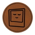 thumbnail image 1 of Instant Photo Doodle 2.5" Faux Leather Round Engraved Iron-On Patch - Brown, 1 of 6