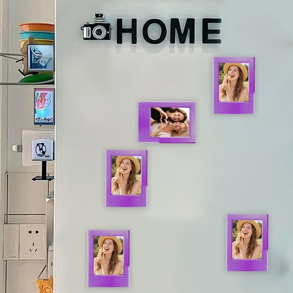 Instant Photo Frame Magnetic Wall Art Display Stand 6.5x8.8 cm | ABS Plastic Durable Desktop Holder | No-Drill Adhesive Fridge Magnet | Waterproof, Scratch-Resistant Lens