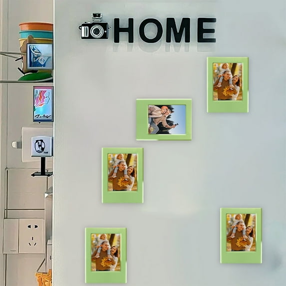 Instant Photo Magnetic Photo Frame Wall Art Display Stand, No-Drill Adhesive Fridge Magnet, Clear Lens, Desktop and Wall Mountable Photo Holder,Home Decoration