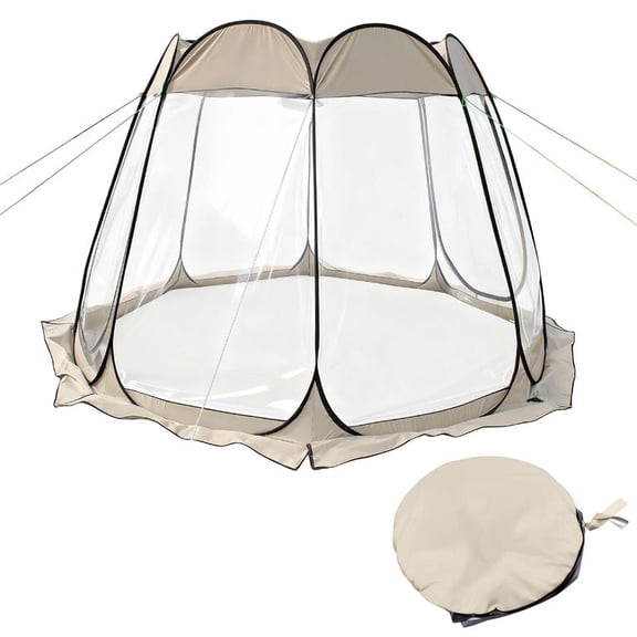 Instant Pop Up Bubble Tent for 8 People, 360 Degree Transparent View, Weather-Resistant PVC, Vent Window, for Backyard Sunroom Winter Shelter, 34 x 34 x 3 Inch