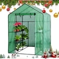 thumbnail image 1 of Instant Pop-Up Greenhouse, 56 x 56 x 77 Inch Indoor Outdoor Plant Gardening Green House, Roll-Up Zipper Doors and Side Windows, Walk-in Greenhouse with 3 Tiers 8 Shelves Green, 1 of 6