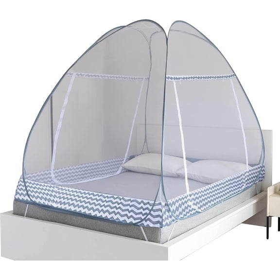 Instant Pop-Up Mosquito Net Tent for Bed | Full Enclosure Design with Ultra-Fine Mesh & Portable Foldable Frame | Indoor/Outdoor Camping, Travel Bed Canopy - Easy Setup & Pack up(Queen Size)