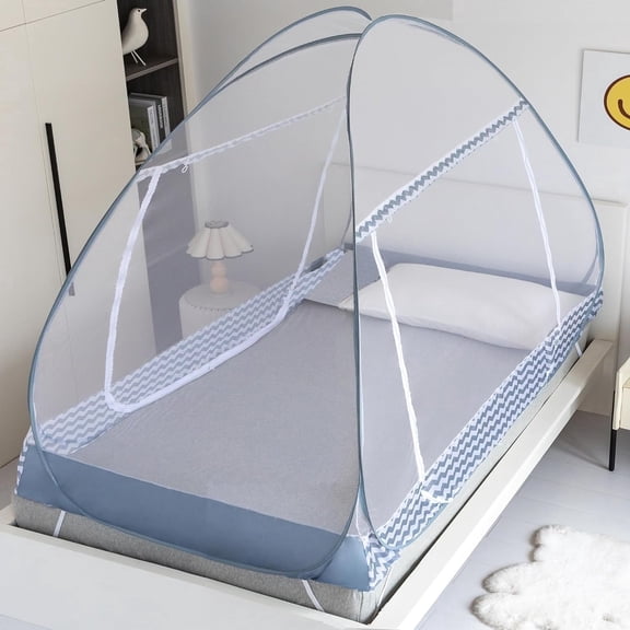 Instant Pop-Up Mosquito Net Tent for Bed | Full Enclosure Design with Ultra-Fine Mesh & Portable Foldable Frame | Indoor/Outdoor Camping, Travel Bed Canopy - Easy Setup & Pack up(Double Size)