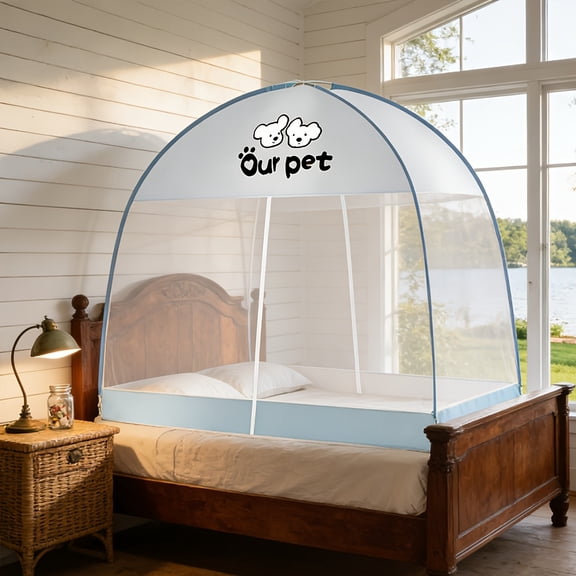 Instant Pop-Up Mosquito Net Tent for Bed - Portable Free-Standing Bed Canopy with Instant Setup, Foldable Frame & Door, 360° Bug Proof Protection for Home, Camping, Travel & Outdoor Use
