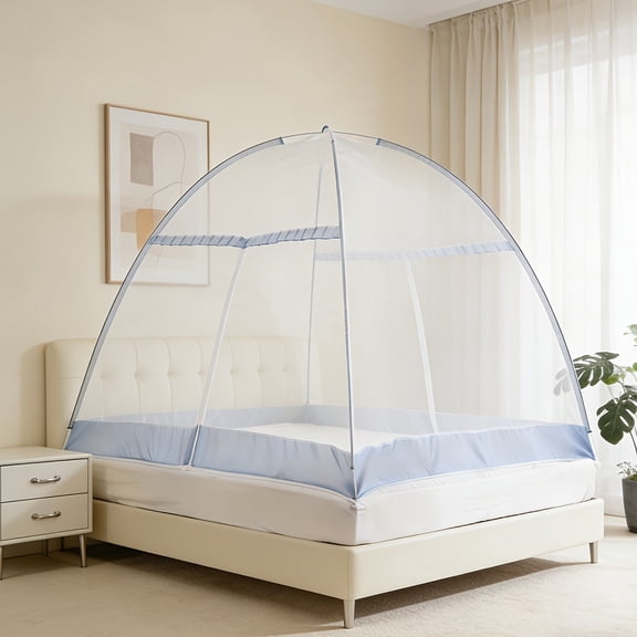 Instant Pop-Up Mosquito Net Tent for Bed - Portable Free-Standing Bed Canopy with Instant Setup, Foldable Frame & Door, 360° Bug Proof Protection for Home, Camping, Travel & Outdoor Use