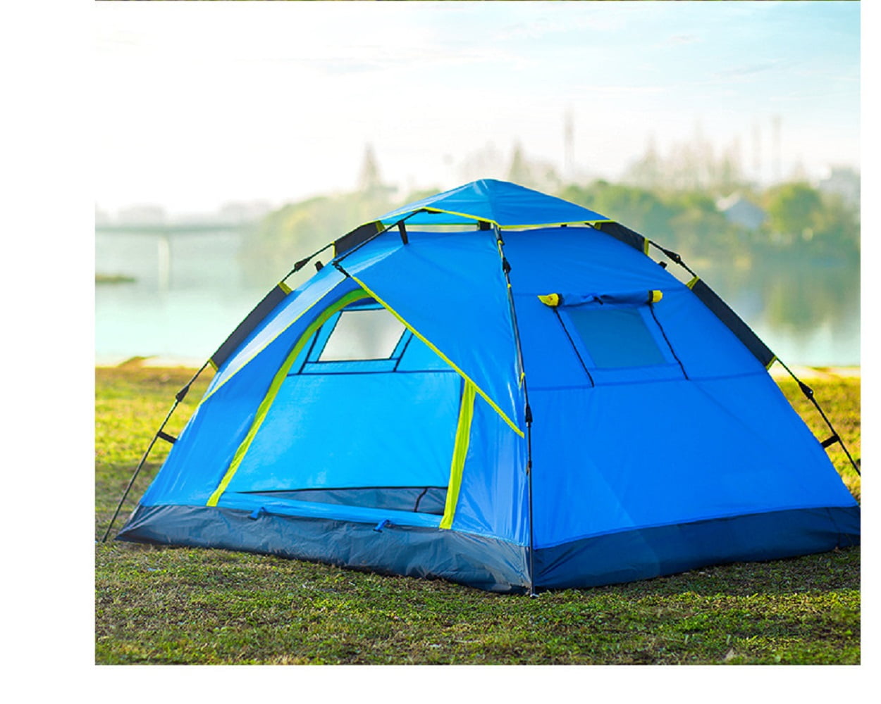 Carpa familiar pop-up instantánea, carpa portátil automática, impermeable y a prueba de viento, para acampar, senderismo y montañismo