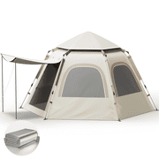 4-6 Person Tents for Camping,Instant Tent with Camping Ground Mat Camping Tent with Removable Rainfly and Carry Bag, White
