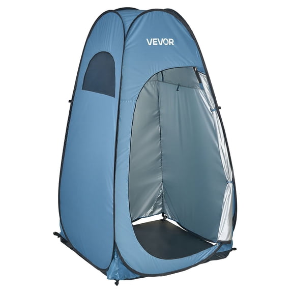 Instant Portable Pop Up Shower Tent Changing Room with Silver Coated 190T Polyester Quick Setup Includes Ground Stakes Ropes Carry Bag for Camping Beach Fishing Blue