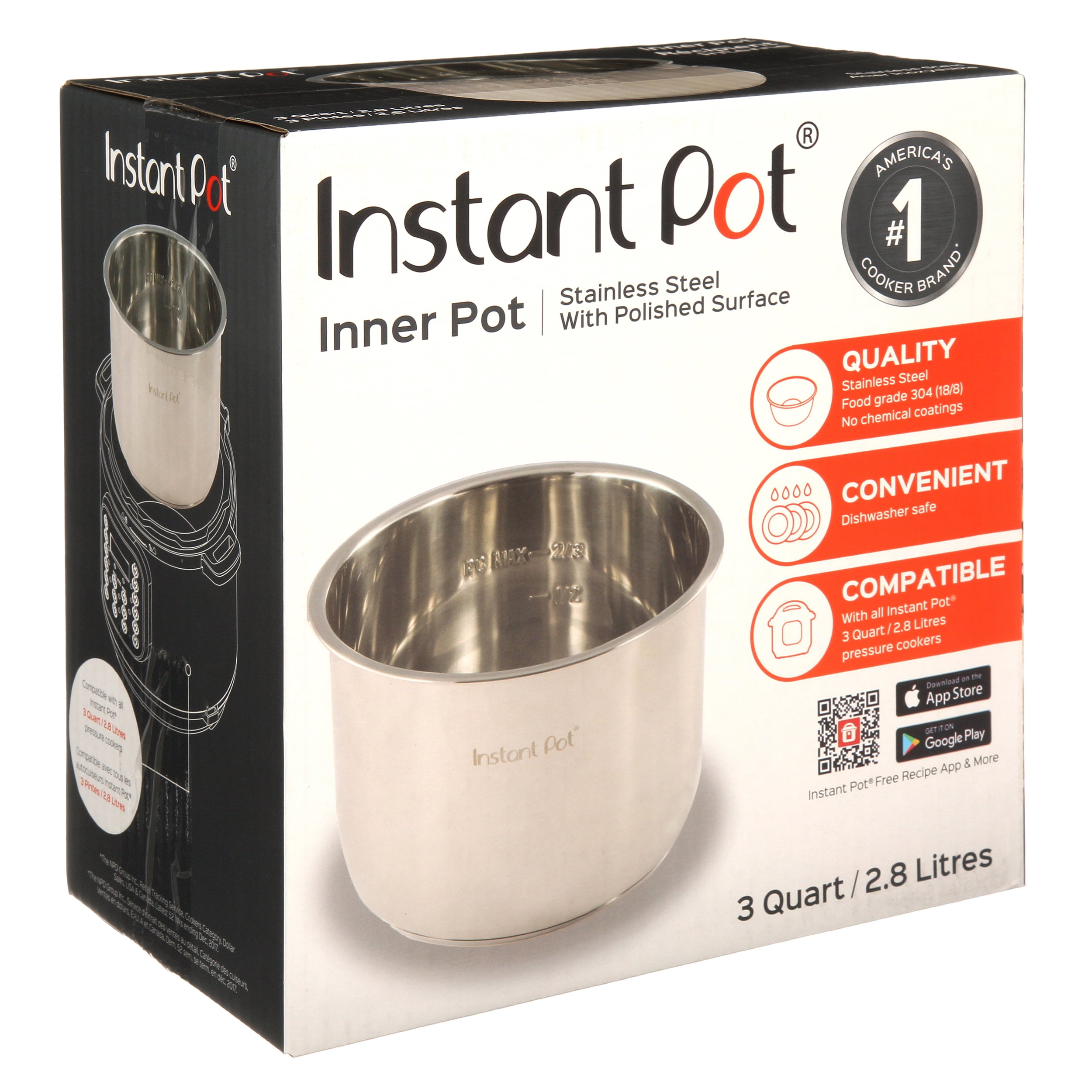 Instant Pot Inner Pot, 3 Quart Stainless Steel Cooking Pot