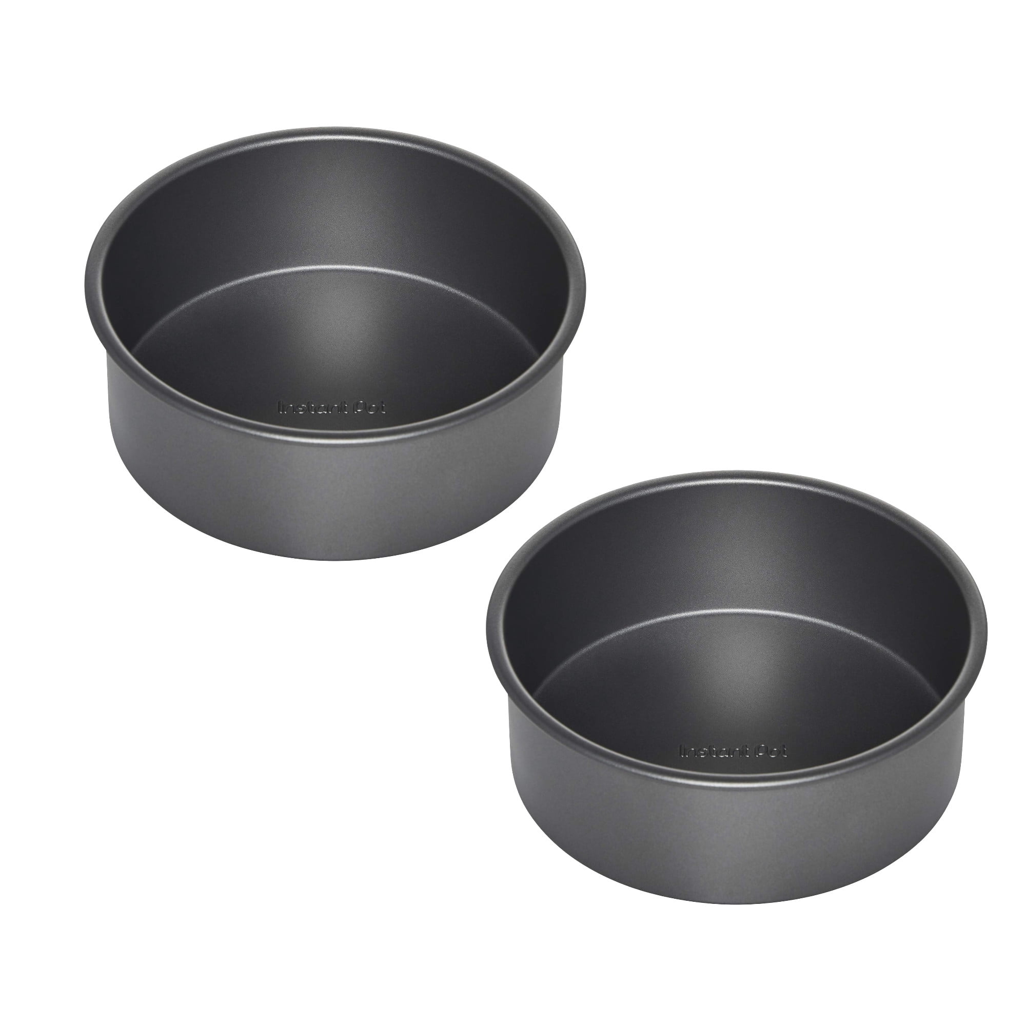 Instant Pot Official 7.5" Round Cake Pan Set of 2 - Nonstick, Heavy-Duty, Oven Safe, Baking, Cooking & Storing - Compatible with 6-Quart & 8-Quart Cookers, Vortex Air Fryer & Duo Crisp (Grey)