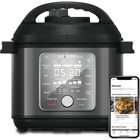 Instant Pot Pro Plus Wi-Fi Smart 10-in-1, Pressure Cooker, Slow Cooker, Rice Cooker, Steamer, Sauté Pan, Yogurt Maker, Warmer, Canning Pot, Sous Vide, Includes App with over 800 Recipes, 6 Quart