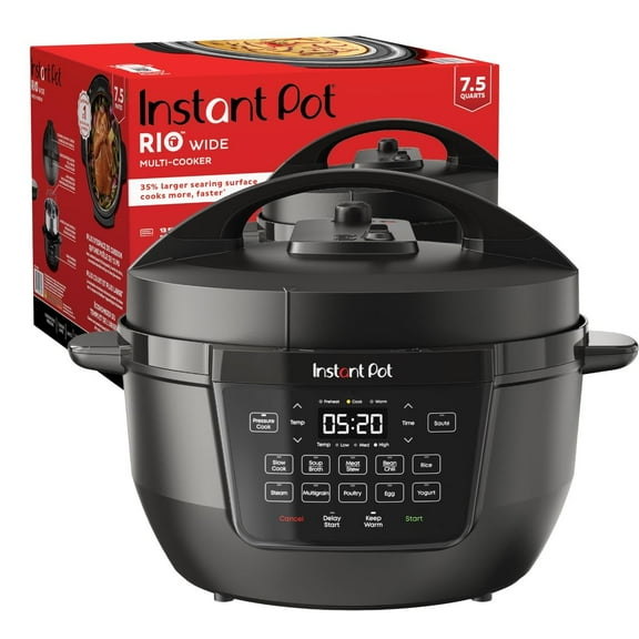 Instant Pot RIO Wide Base, 7.5 Quarts, Large Searing Base, WhisperQuiet Steam Release, 7-in-1 Electric Multi-Cooker, Pressure Cooker, Slow Cooker, Rice Cooker, Steamer, Saut, Yogurt & Warmer