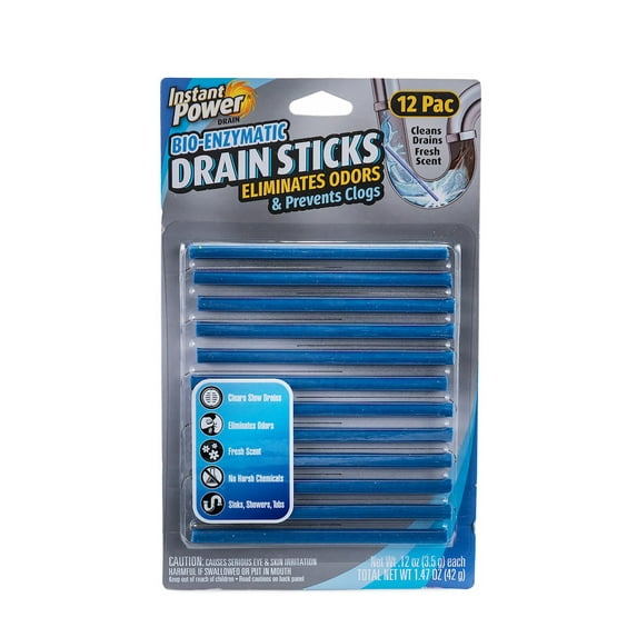 Instant Power Bio-Enzymatic Drain Cleaner Sticks for Preventing Clogs and Eliminating Odors