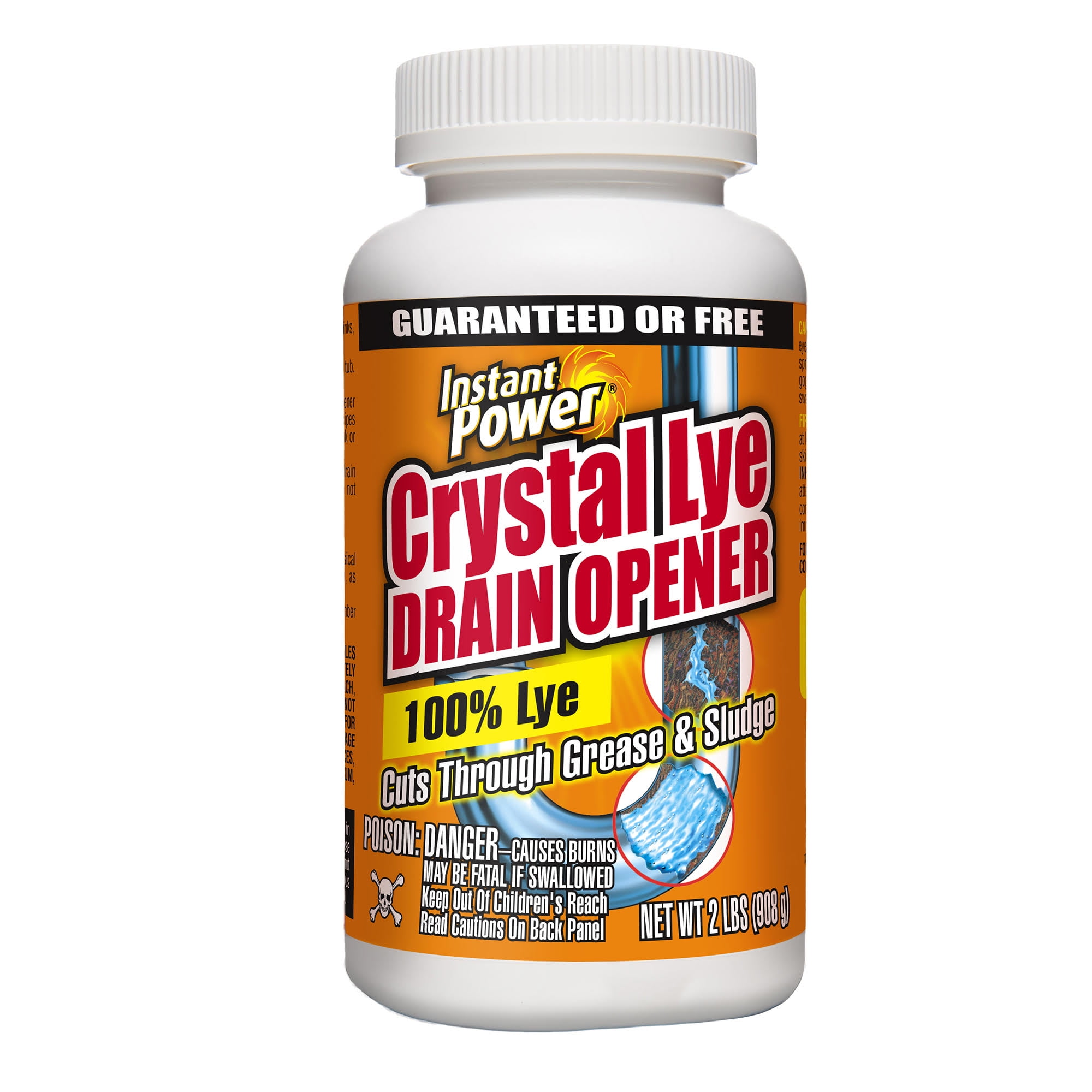 Instant Power Crystal Lye Drain Opener, 100% Lye, 2 lbs