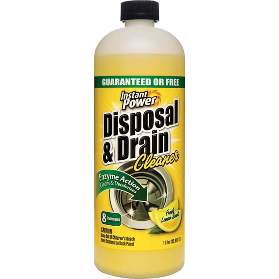 Instant Power Disposal and Drain Cleaner Lemon - Enzyme Clog Remover - 4 Pack, 33.8 Fl Oz