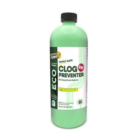 Instant Power ECO Clog Preventer, Enzyme Drain Cleaner for Toilets, Sinks, Showers, 32oz, 1 count