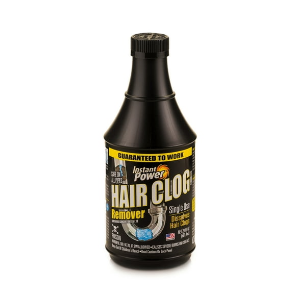 Instant Power Hair Clog Remover 20 fl oz, Non-Acid Formulation, Safe on All Pipes and Septic Systems