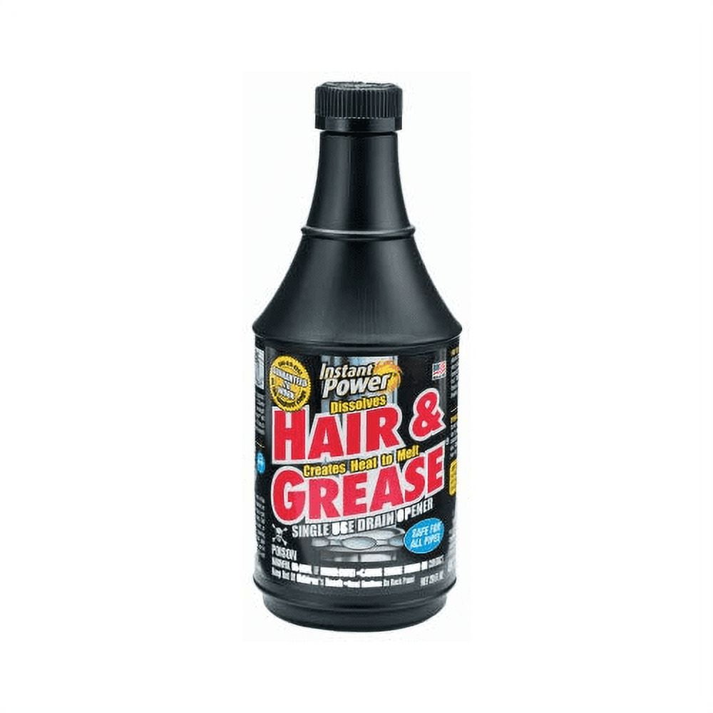  Instant Power Hair and Grease Drain Opener and Clog Remover 2  Liters (67.6 Fl Oz), Black : Health & Household