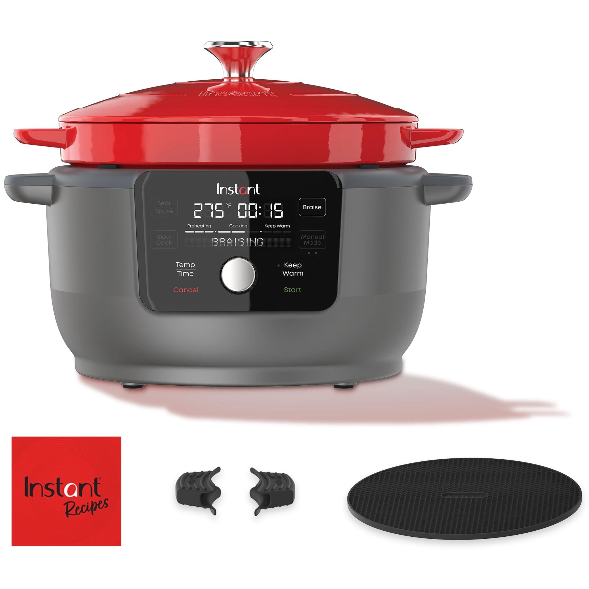 Instant Pot Electric Precision Round Dutch Oven 6-Quart 1500W 5-in-1 Red  810028585010