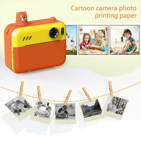 Instant Print Camera For Kids 12MP Digital Camera For Kids Aged 3-12 Ink Printing 1080P Video Camera With 32GB SD Card,Print Papers Yellow