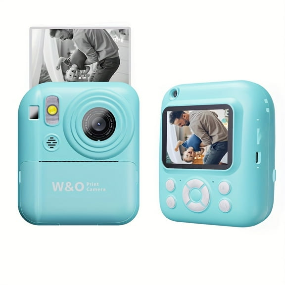Instant Print Camera for Kids - 1080P HD with 2.4" Screen, Includes 3 Rolls Film & 32GB Card - Perfect Holiday/Birthday Gift for Girls & Boys Ages 3-12 (Pink/Blue)