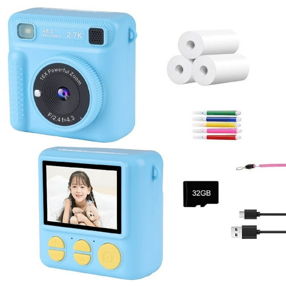Instant Print Camera for Kids - Kids Digital Camera Toddler Camera for Age 3-12, Instant Cameras That Print Photos for 4 5 6 7 8 9 10 Year Old Girl Boy Birthday Gift, Blue